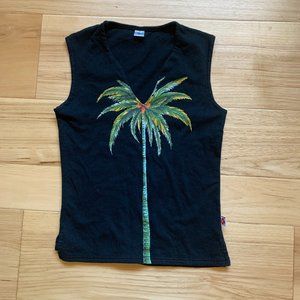 Toes on the Nose Palm Tree Tank Top, Size Medium